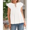 imageBTFBM Women Summer Casual Shirt 2025 Resort Outfits Ruffle Cap Sleeve Front Bow Tie Tops Loose Flowy Beach Blouse ShirtsWhite