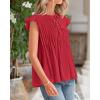 imageBTFBM Women Summer Casual Shirt 2025 Resort Outfits Ruffle Cap Sleeve Front Bow Tie Tops Loose Flowy Beach Blouse ShirtsWine Red