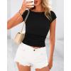 imageBTFBM Womens Basic Ribbed T Shirts Crew Neck Short Sleeve Stretchy Ruched Slim Fit Workout Going Out Summer TopsBlack