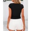 imageBTFBM Womens Basic Ribbed T Shirts Crew Neck Short Sleeve Stretchy Ruched Slim Fit Workout Going Out Summer TopsBlack