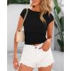imageBTFBM Womens Basic Ribbed T Shirts Crew Neck Short Sleeve Stretchy Ruched Slim Fit Workout Going Out Summer TopsBlack