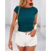 imageBTFBM Womens Basic Ribbed T Shirts Crew Neck Short Sleeve Stretchy Ruched Slim Fit Workout Going Out Summer TopsDark Blue