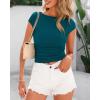 imageBTFBM Womens Basic Ribbed T Shirts Crew Neck Short Sleeve Stretchy Ruched Slim Fit Workout Going Out Summer TopsDark Blue
