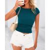 imageBTFBM Womens Basic Ribbed T Shirts Crew Neck Short Sleeve Stretchy Ruched Slim Fit Workout Going Out Summer TopsDark Blue