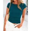 imageBTFBM Womens Basic Ribbed T Shirts Crew Neck Short Sleeve Stretchy Ruched Slim Fit Workout Going Out Summer TopsDark Blue