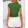 imageBTFBM Womens Basic Ribbed T Shirts Crew Neck Short Sleeve Stretchy Ruched Slim Fit Workout Going Out Summer TopsGreen