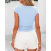 imageBTFBM Womens Basic Ribbed T Shirts Crew Neck Short Sleeve Stretchy Ruched Slim Fit Workout Going Out Summer TopsLight Blue