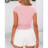 imageBTFBM Womens Basic Ribbed T Shirts Crew Neck Short Sleeve Stretchy Ruched Slim Fit Workout Going Out Summer TopsPink