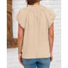 imageBTFBM Womens Casual Tops Dressy Summer Outfits 2025 Puff Short Sleeve Blouse Ruffle Neck Business Work Button Down ShirtApricot