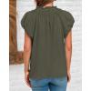 imageBTFBM Womens Casual Tops Dressy Summer Outfits 2025 Puff Short Sleeve Blouse Ruffle Neck Business Work Button Down ShirtArmy Green