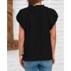 imageBTFBM Womens Casual Tops Dressy Summer Outfits 2025 Puff Short Sleeve Blouse Ruffle Neck Business Work Button Down ShirtBlack