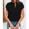 imageBTFBM Womens Casual Tops Dressy Summer Outfits 2025 Puff Short Sleeve Blouse Ruffle Neck Business Work Button Down ShirtBlack