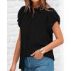 imageBTFBM Womens Casual Tops Dressy Summer Outfits 2025 Puff Short Sleeve Blouse Ruffle Neck Business Work Button Down ShirtBlack