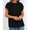 imageBTFBM Womens Casual Tops Dressy Summer Outfits 2025 Puff Short Sleeve Blouse Ruffle Neck Business Work Button Down ShirtBlack