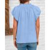 imageBTFBM Womens Casual Tops Dressy Summer Outfits 2025 Puff Short Sleeve Blouse Ruffle Neck Business Work Button Down ShirtBlue