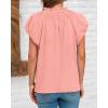 imageBTFBM Womens Casual Tops Dressy Summer Outfits 2025 Puff Short Sleeve Blouse Ruffle Neck Business Work Button Down ShirtPink