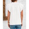 imageBTFBM Womens Casual Tops Dressy Summer Outfits 2025 Puff Short Sleeve Blouse Ruffle Neck Business Work Button Down ShirtWhite