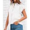 imageBTFBM Womens Casual Tops Dressy Summer Outfits 2025 Puff Short Sleeve Blouse Ruffle Neck Business Work Button Down ShirtWhite