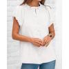 imageBTFBM Womens Casual Tops Dressy Summer Outfits 2025 Puff Short Sleeve Blouse Ruffle Neck Business Work Button Down ShirtWhite
