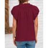 imageBTFBM Womens Casual Tops Dressy Summer Outfits 2025 Puff Short Sleeve Blouse Ruffle Neck Business Work Button Down ShirtWine Red