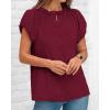 imageBTFBM Womens Casual Tops Dressy Summer Outfits 2025 Puff Short Sleeve Blouse Ruffle Neck Business Work Button Down ShirtWine Red
