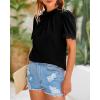 imageBTFBM Womens Dressy Casual Blouses Business Work Tops Lace Trim Short Sleeve Office Shirts 2025 Summer Spring OutfitsBlack