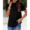 imageBTFBM Womens Dressy Casual Blouses Business Work Tops Lace Trim Short Sleeve Office Shirts 2025 Summer Spring OutfitsBlack