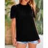 imageBTFBM Womens Dressy Casual Blouses Business Work Tops Lace Trim Short Sleeve Office Shirts 2025 Summer Spring OutfitsBlack