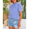 imageBTFBM Womens Dressy Casual Blouses Business Work Tops Lace Trim Short Sleeve Office Shirts 2025 Summer Spring OutfitsBlue
