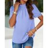imageBTFBM Womens Dressy Casual Blouses Business Work Tops Lace Trim Short Sleeve Office Shirts 2025 Summer Spring OutfitsBlue