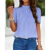 imageBTFBM Womens Dressy Casual Blouses Business Work Tops Lace Trim Short Sleeve Office Shirts 2025 Summer Spring OutfitsBlue