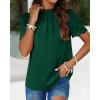 imageBTFBM Womens Dressy Casual Blouses Business Work Tops Lace Trim Short Sleeve Office Shirts 2025 Summer Spring OutfitsDark Green