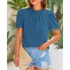 imageBTFBM Womens Dressy Casual Blouses Business Work Tops Lace Trim Short Sleeve Office Shirts 2025 Summer Spring OutfitsLake Blue