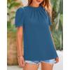 imageBTFBM Womens Dressy Casual Blouses Business Work Tops Lace Trim Short Sleeve Office Shirts 2025 Summer Spring OutfitsLake Blue