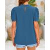 imageBTFBM Womens Dressy Casual Blouses Business Work Tops Lace Trim Short Sleeve Office Shirts 2025 Summer Spring OutfitsLake Blue
