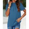 imageBTFBM Womens Dressy Casual Blouses Business Work Tops Lace Trim Short Sleeve Office Shirts 2025 Summer Spring OutfitsLake Blue