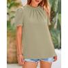 imageBTFBM Womens Dressy Casual Blouses Business Work Tops Lace Trim Short Sleeve Office Shirts 2025 Summer Spring OutfitsLight Green