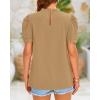 imageBTFBM Womens Dressy Casual Blouses Business Work Tops Lace Trim Short Sleeve Office Shirts 2025 Summer Spring OutfitsLight Khaki