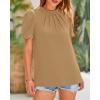 imageBTFBM Womens Dressy Casual Blouses Business Work Tops Lace Trim Short Sleeve Office Shirts 2025 Summer Spring OutfitsLight Khaki