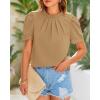imageBTFBM Womens Dressy Casual Blouses Business Work Tops Lace Trim Short Sleeve Office Shirts 2025 Summer Spring OutfitsLight Khaki