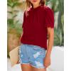 imageBTFBM Womens Dressy Casual Blouses Business Work Tops Lace Trim Short Sleeve Office Shirts 2025 Summer Spring OutfitsRed