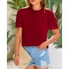 imageBTFBM Womens Dressy Casual Blouses Business Work Tops Lace Trim Short Sleeve Office Shirts 2025 Summer Spring OutfitsRed