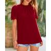 imageBTFBM Womens Dressy Casual Blouses Business Work Tops Lace Trim Short Sleeve Office Shirts 2025 Summer Spring OutfitsRed