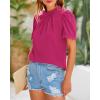 imageBTFBM Womens Dressy Casual Blouses Business Work Tops Lace Trim Short Sleeve Office Shirts 2025 Summer Spring OutfitsRose Red