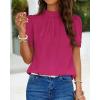 imageBTFBM Womens Dressy Casual Blouses Business Work Tops Lace Trim Short Sleeve Office Shirts 2025 Summer Spring OutfitsRose Red