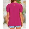 imageBTFBM Womens Dressy Casual Blouses Business Work Tops Lace Trim Short Sleeve Office Shirts 2025 Summer Spring OutfitsRose Red