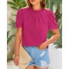 imageBTFBM Womens Dressy Casual Blouses Business Work Tops Lace Trim Short Sleeve Office Shirts 2025 Summer Spring OutfitsRose Red