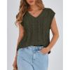 imageBTFBM Womens Oversized Sweater Vest 2025 Summer V Neck Casual Sleeveless Sweaters Loose Cable Knit Pullover TopsArmy Green