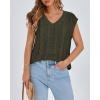 imageBTFBM Womens Oversized Sweater Vest 2025 Summer V Neck Casual Sleeveless Sweaters Loose Cable Knit Pullover TopsArmy Green