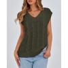 imageBTFBM Womens Oversized Sweater Vest 2025 Summer V Neck Casual Sleeveless Sweaters Loose Cable Knit Pullover TopsArmy Green